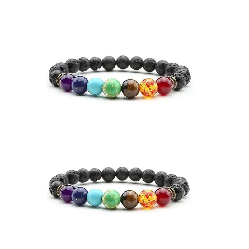 

2018 New Chakra Bracelet Men Women Natural Stone Black Lava Healing Balance Beads Reiki Buddha Prayer Yoga Bracelet