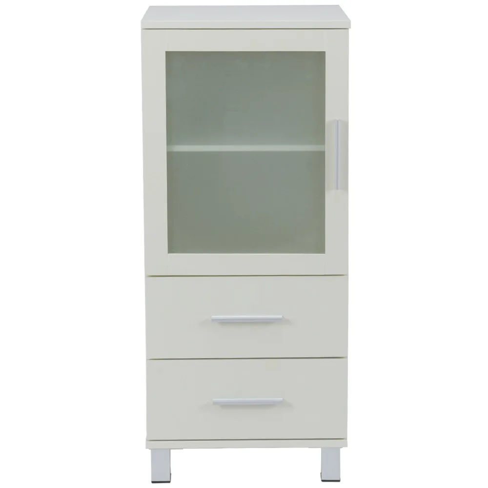 Armario Mueble salon Almacenamiento 2 cajones+1 Puerta de Cristal MDF HW56630