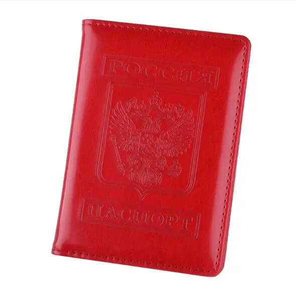 Русский Для мужчин Для женщин кожаная обложка для паспорта для России ID и кредитные держатель для карт в деловом стиле, для паспорта случай Женский кошелек для путешествий Чехол - Цвет: Red