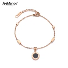 JeeMango классические римские цифры оболочки и квадратные цепочки и браслеты ювелирные изделия титановые стальные украшения браслет для женщин JB18016