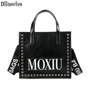 

DIINOVIVO Punk Rivet Designer Women's Bag 2020 PU Leather Bag Handbag Fashion Travel Letter Tote Crossbody Shoulder Bag WHDV1008