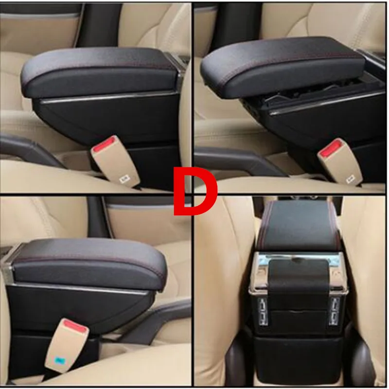 For Ford Ka+ Plus armrest box central Store content box storage interior car-styling decoration accessories parts 15-19 - Название цвета: D style black