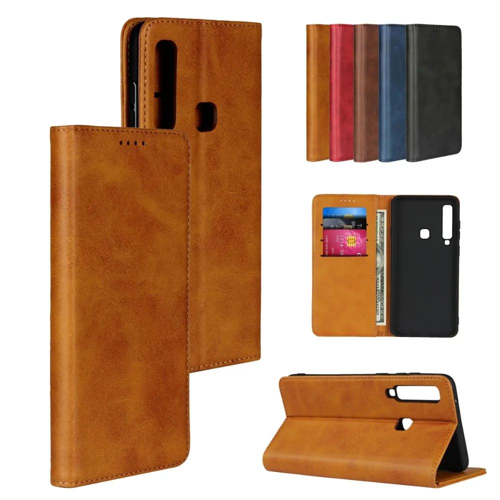 

LUCKBUY For Samsung Galaxy A8 A9 2018 Calf Grain Leather Strong Magnetic Flip Cover for Samsung Galaxy S8 S9 Plus Note 8 Note 9