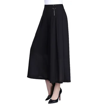 

women clothes2019high waist flare pants wide leg trousers women plus sizeblack pants loose pants chiffon nine-point pants.