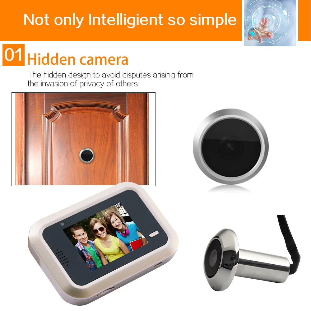 

Smart Visual Doorbell 2.4inch Peephole Viewer 145 Degrees Wide Angle Security Electronic Door Eye LCC77