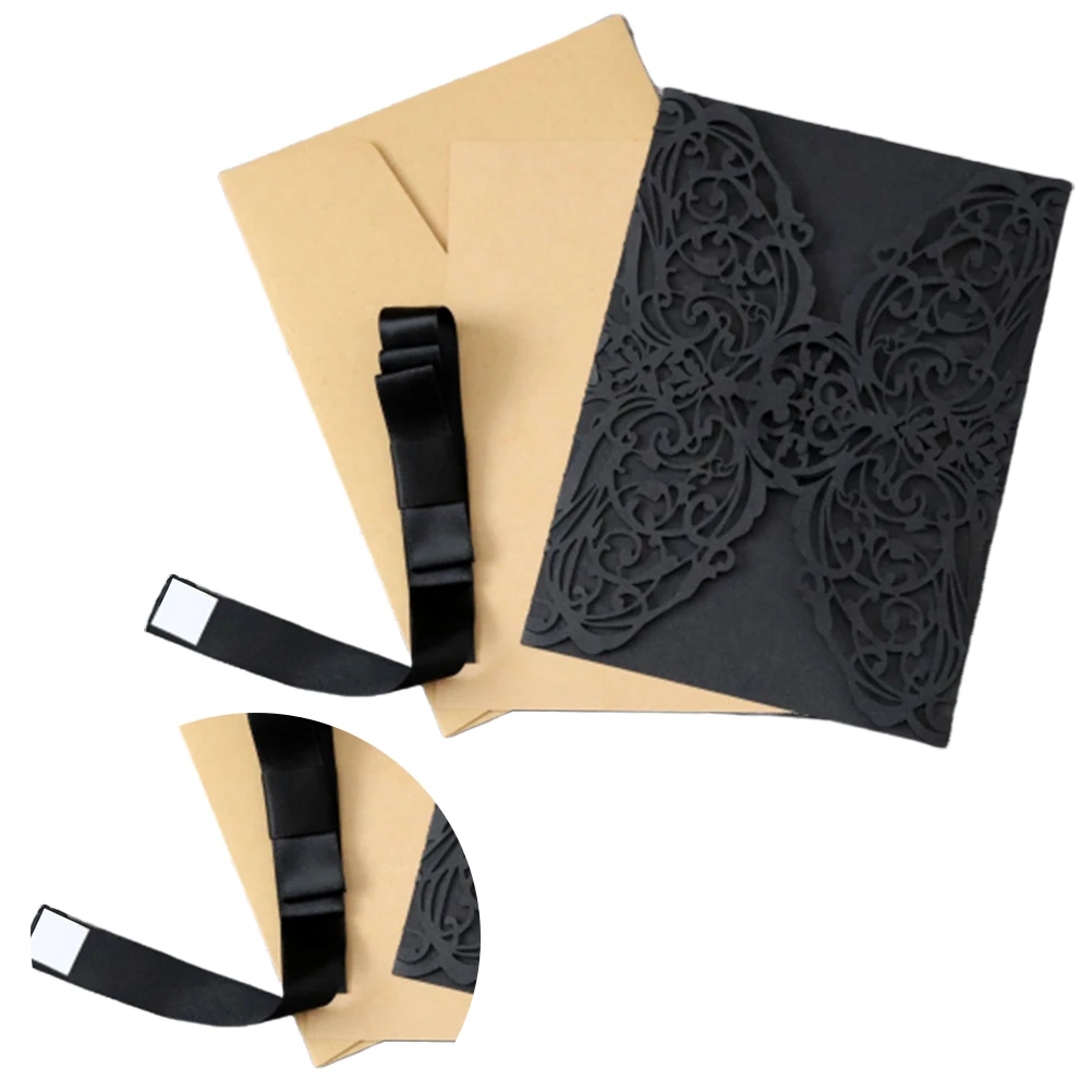 

10pcs Hollow-out Invitation Cards Cut Lace Openwork Invitation Cards Floral Modern Cut Paper Cards for Halloween Lesser Party