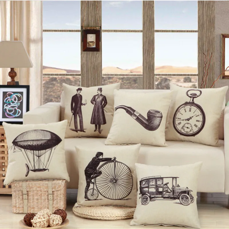 

Talk To People Printed Cotton Linen Sofa Cushion Cover 45x45cm/17.7x17.7'' Throw Decorative Home Wedding Car Seat PillowCase