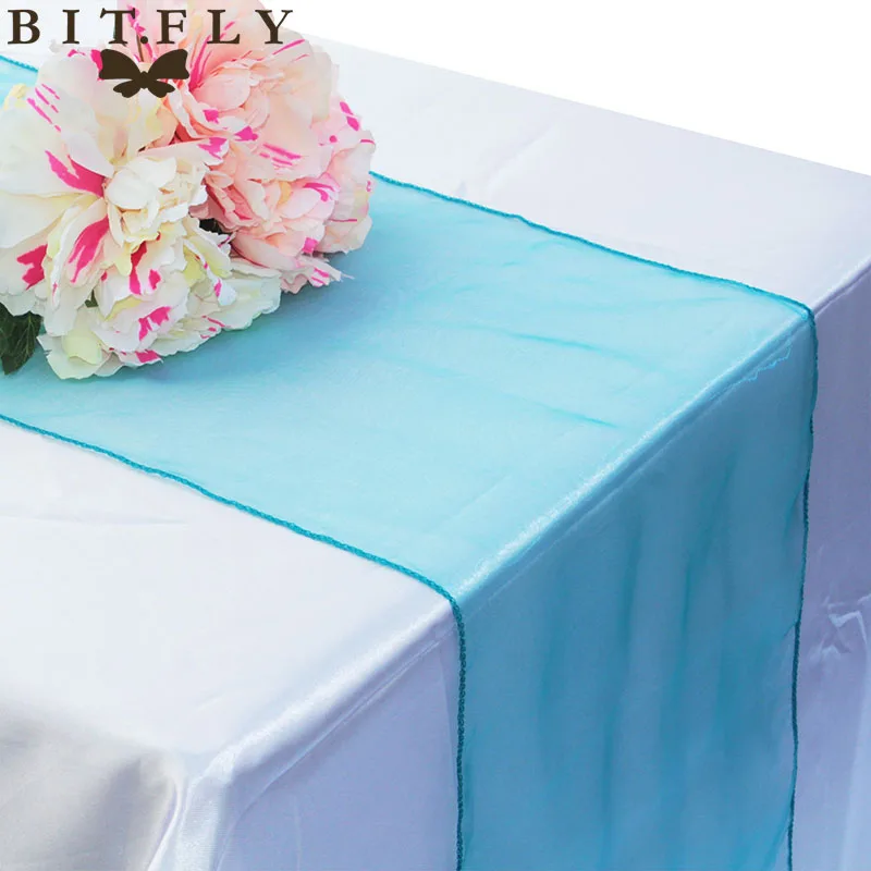 30 цветов 30x275 см узкая скатерть из органзы мягкой прозрачной ткани для Свадебная вечеринка Декор для банкетного стола декорация для стула, бантов - Цвет: teal blue