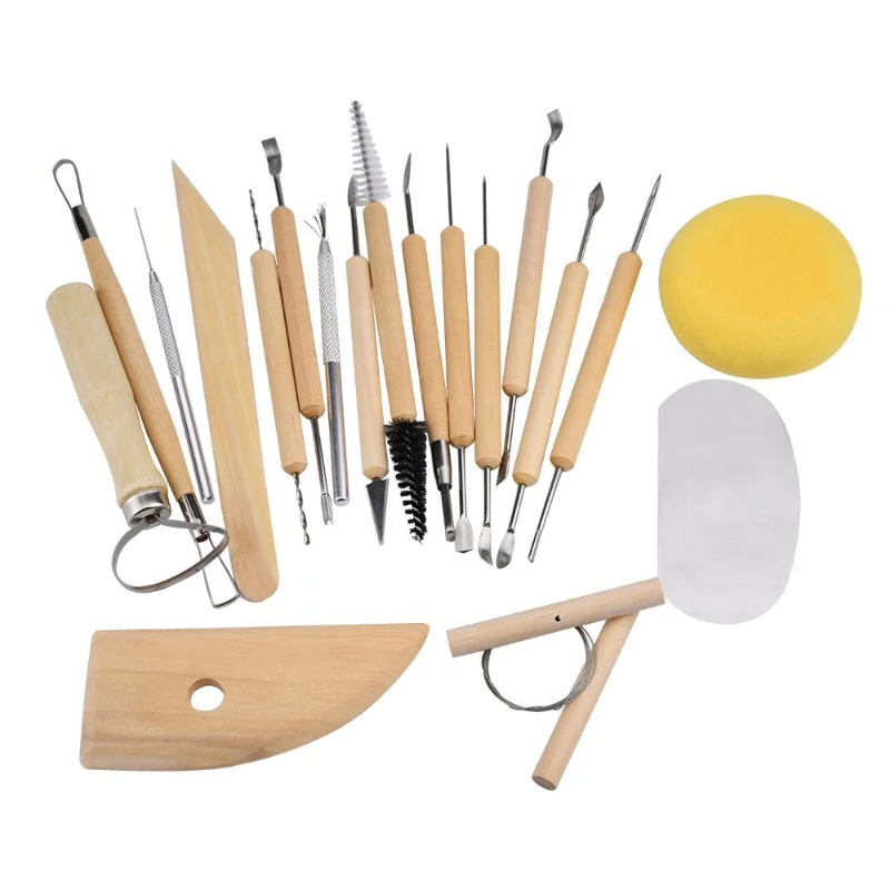19pcs Clay Sculpting Sculpt Smoothing Wax Carving Pottery Ceramic Tools