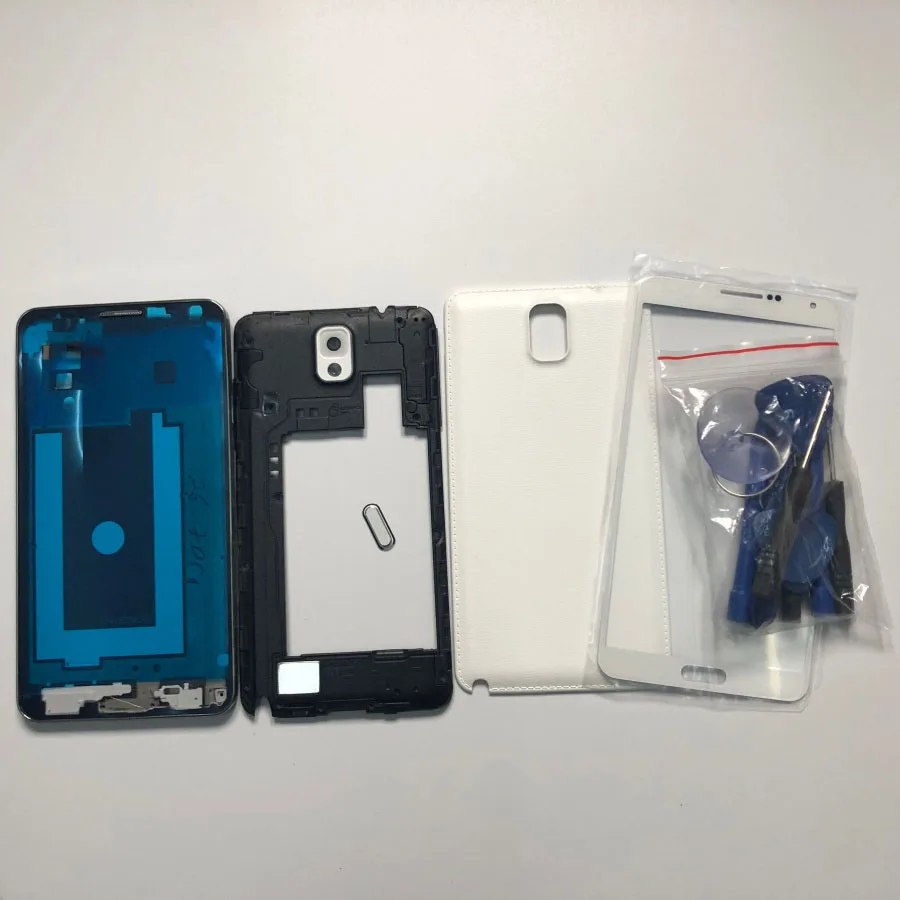 

note3 Full Housing Parts For Samsung Galaxy Note 3 N9005 N900 Front LCD Frame +Back cover+ Outer glass + Camera lens + button