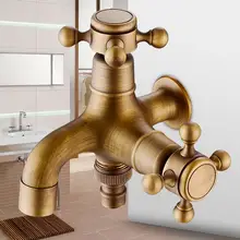 2015 New Style Anti bronze Bibcock Faucet Brass Wall mounted double using Bathroom Washing Machine faucet