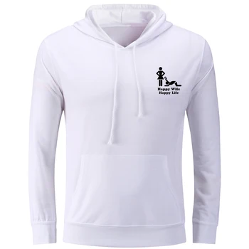 

Marriage Happy Wife Happy Life Husband 2018 Autumn Winter Cotton Unisex Hoodies Sweatshirts Long Sleeve Pullovers Hooded Coat