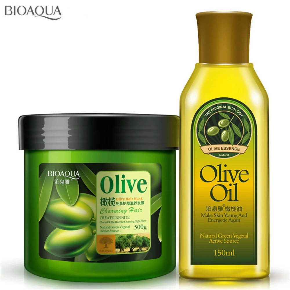 

2Pcs/lot Herbal Hair Care Products Set Olive Oil Hair Mask Hair Essential Oils Scalp Treatment Hair Conditioner for Damaged Hair