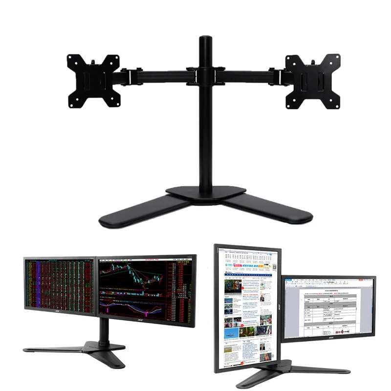 

Adjustable up To 27 inch Monitor Desk Stand Standing Dual Desk LCD Mount Flexible Double Screen Laptop Stand Holder Stand
