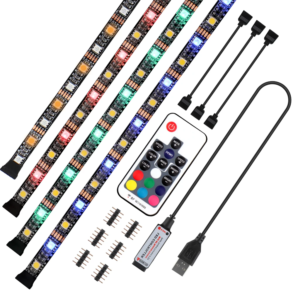 

RGBW RGBWW LED Strip 17 Key USB Cable Power Flexible Light Lamp 50CM 1/2/3/4M SMD 5050 Desk Screen TV Background Lighting