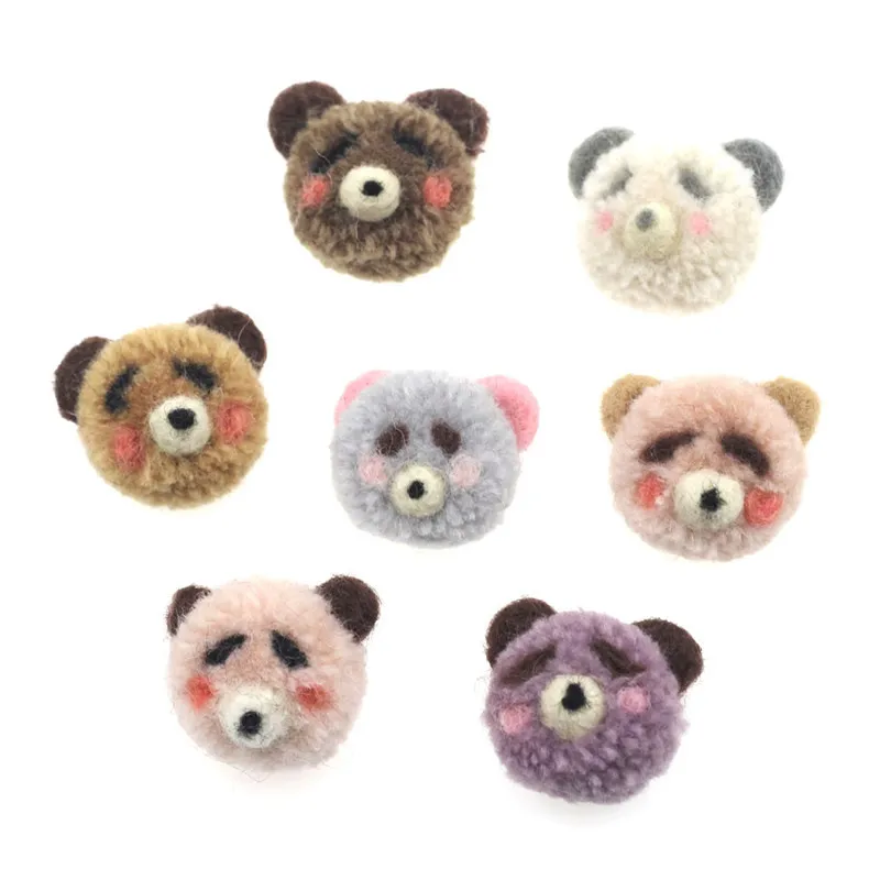 1PC Cute Pom Ball Bear Animal Felt DIY Craft Poke Kits Multiuse Christmas Tree Deco Brooch Children Hair Band 3CM Dia. | Дом и сад