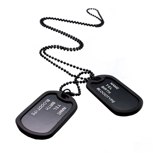 

Military Black 2 Dog Tags Chain Pendant Army Style Necklace Mens Jewelry gift for men 5U33 6SR3 7IJ3