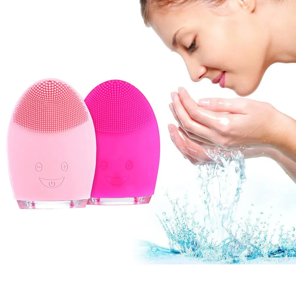 Звуковая вибрационная мини-щетка для чистки лица, электрическая Массажная щетка, водонепроницаемые силиконовые инструменты для глубокого очищения пор лица