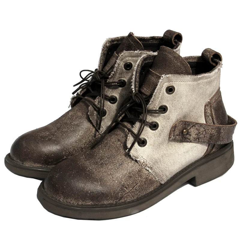 

Motorcycle Boots Retro Genuine Cow Leather Skull Punk Shoes Men Motorbike Biker Moto Boots Protective Gear Botas Moto Black