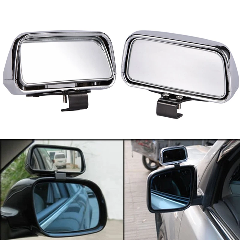 Mirror Blind Spot 2 pcs Chrome Adjustable Side Car Auto Wide Angle Rear View