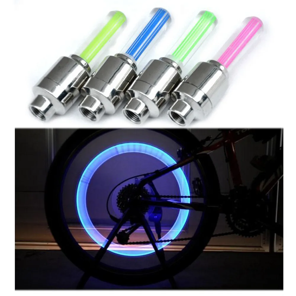 Cheap Bike Tire Air Cover Rim Wheel Stem CapHoukiper 2 Pcs Bicycle Lights Neon Color Tyre Wheel Valve Cap Light LED Lamp Flash#h 5