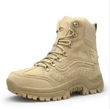 

2018 Outdoor Hiking Shoes Men's Desert High-top Military Tactical Boots Men Combat Army Boots Militares Sapatos Masculino 39-46