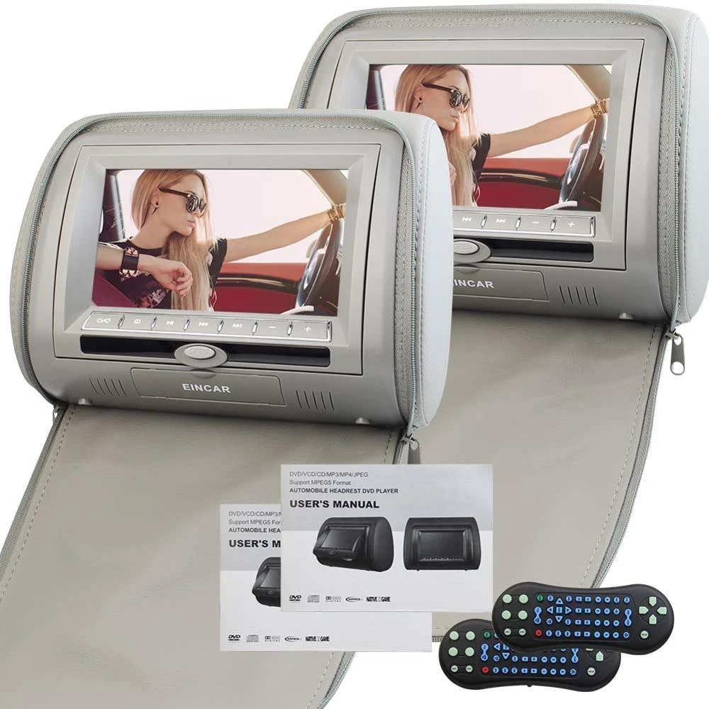par de Auto Monitor Multimedia almohada reposacabezas coche DVD player LCD pantalla Digital ancha soporte IR/USB/ENTRADA AV y salida/juegos SD|car dvd player|dvd screendvd car player - AliExpress