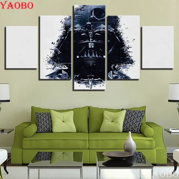 

5d diy diamond painting 5 PCS Black White Star Wars Pictures full square/round resin drill 3D diamond mosaic diamond embroidery