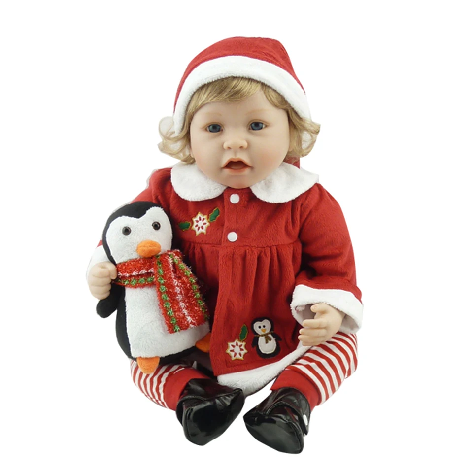 

Fashion Reborn Baby 22 inch Girl Soft Silicone Baby Dolls Gold Hair Truly Realistic Reborn Kids Xmas Christmas Gifts
