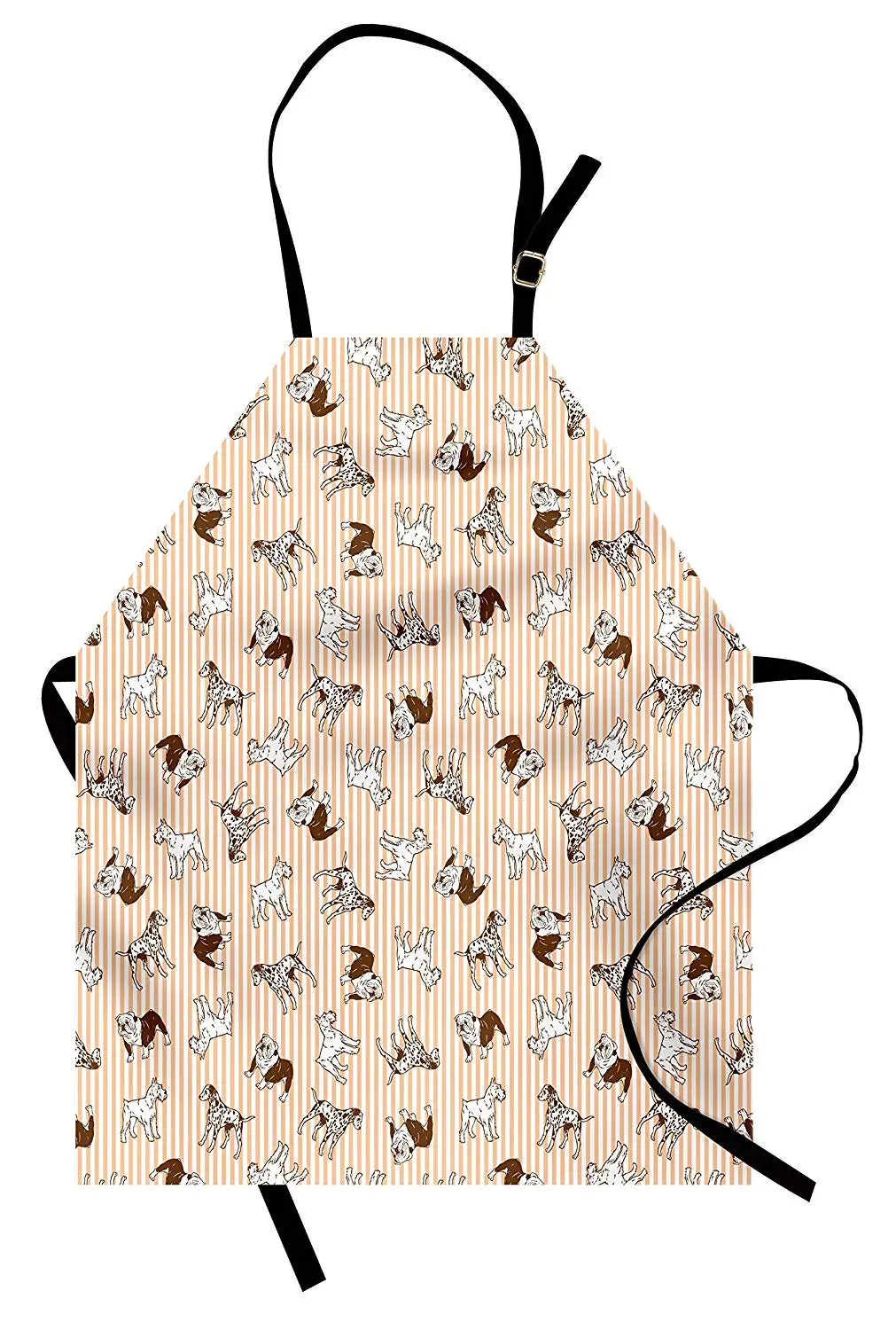 

Dog Apron Puppy French Bulldog Dalmatian Airedale Terrier on Striped Background Design Kids Adults Kitchen Bib Apron for Woman