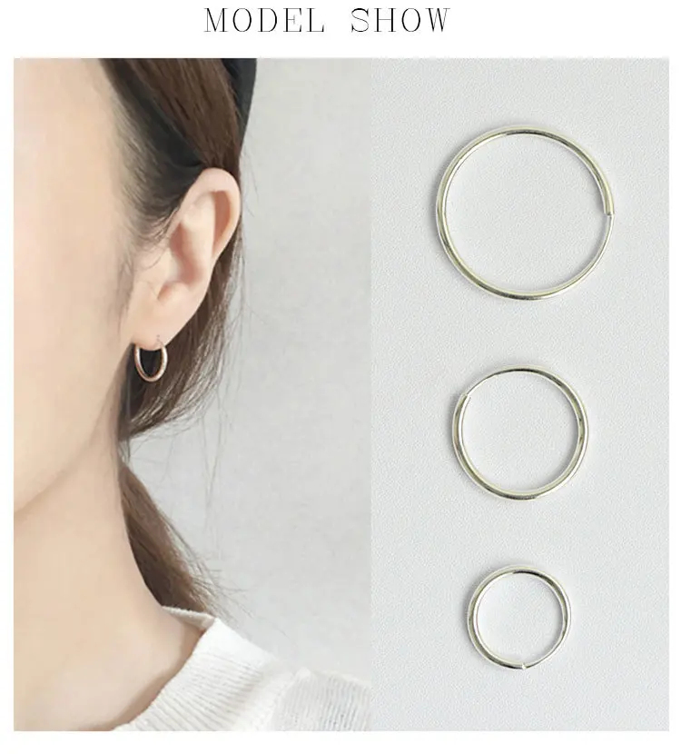 Прямая поставка S925 стерлингового серебра шикарные простые круглые серьги-кольца