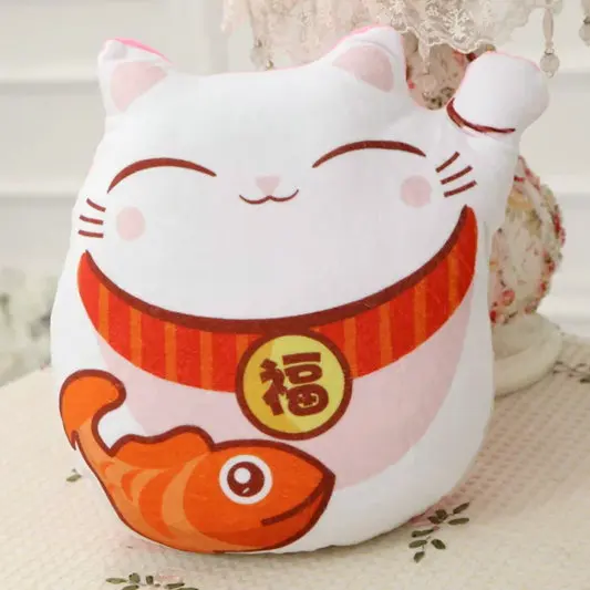 Прямая Kawaii Maneki Neko подушка мягкая плюшевая подушка детский подарок плюшевые игрушки китайский узел кошка маленький кулон