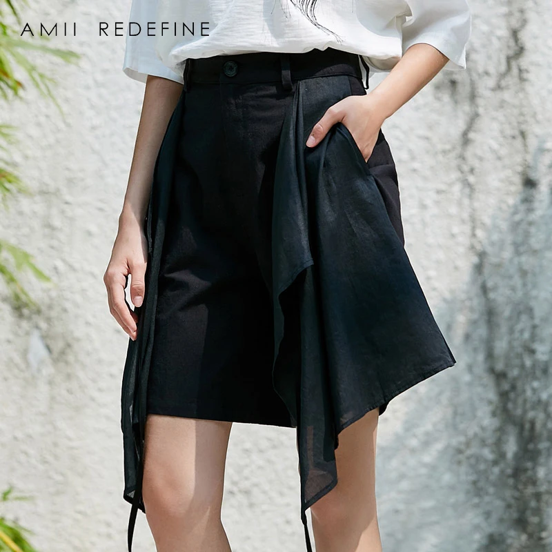 Amii Redefine High Waist Shorts 2018 Office Lady Solid Straight Zipper Fly Female Skirts | Женская одежда