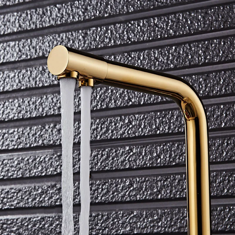  Gold Kitchen Faucet With Filtered Water Deck Mounted Drinking Water Mixer Tap Brass Gold Kitchen Fa - 32892013797