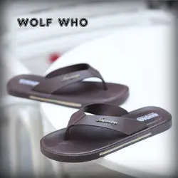 WOLF WHO 2018 брендовые летние мужские шлепанцы Мужские кожаные вьетнамки мужские винтажные повседневные пляжные сандалии Нескользящие zapatos