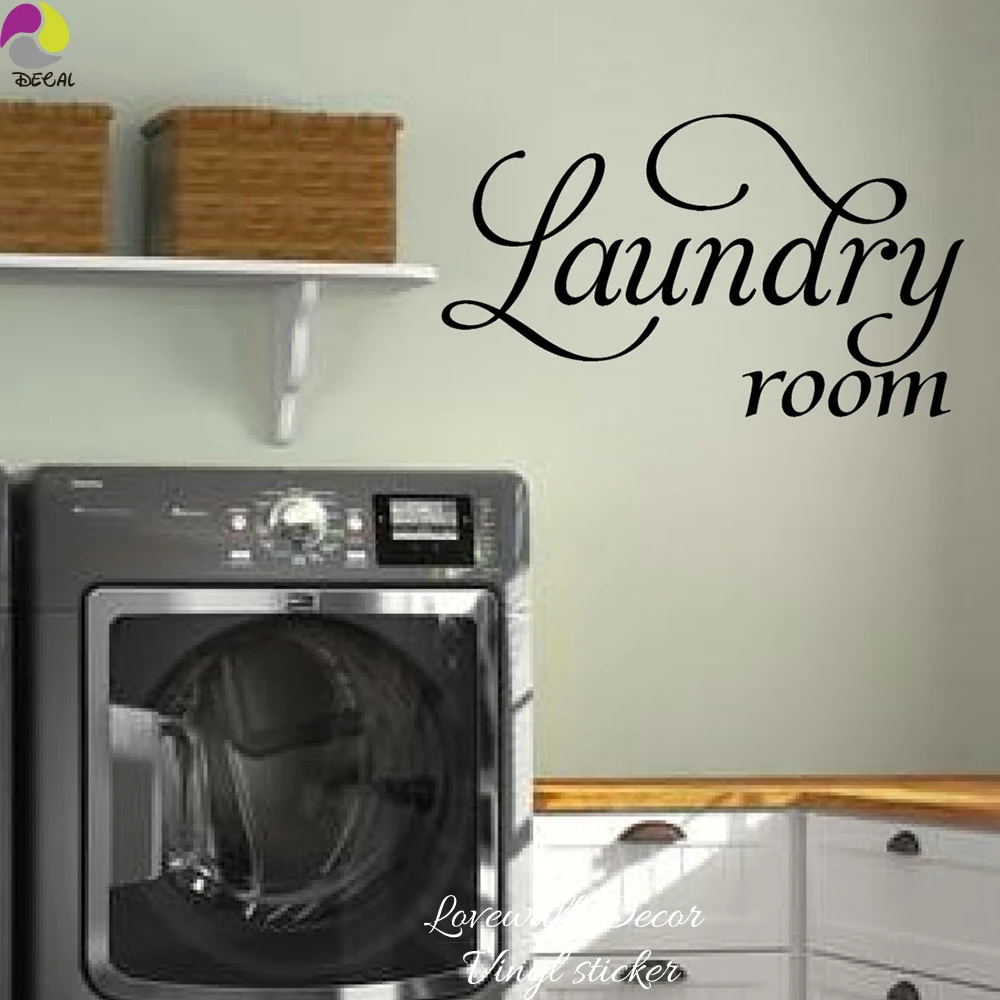 Laundry Room Sign Wall Sticker Laundry Room Wall Decal Cut Vinyl Home Decoration Easy Wall Art Mural DIY (2)