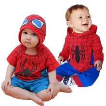 2017 nouveau bébé garçon barboteuse bebe bande dessinée spiderman salopette pleine manches hoodies barboteuse bébé costume roupas meninos