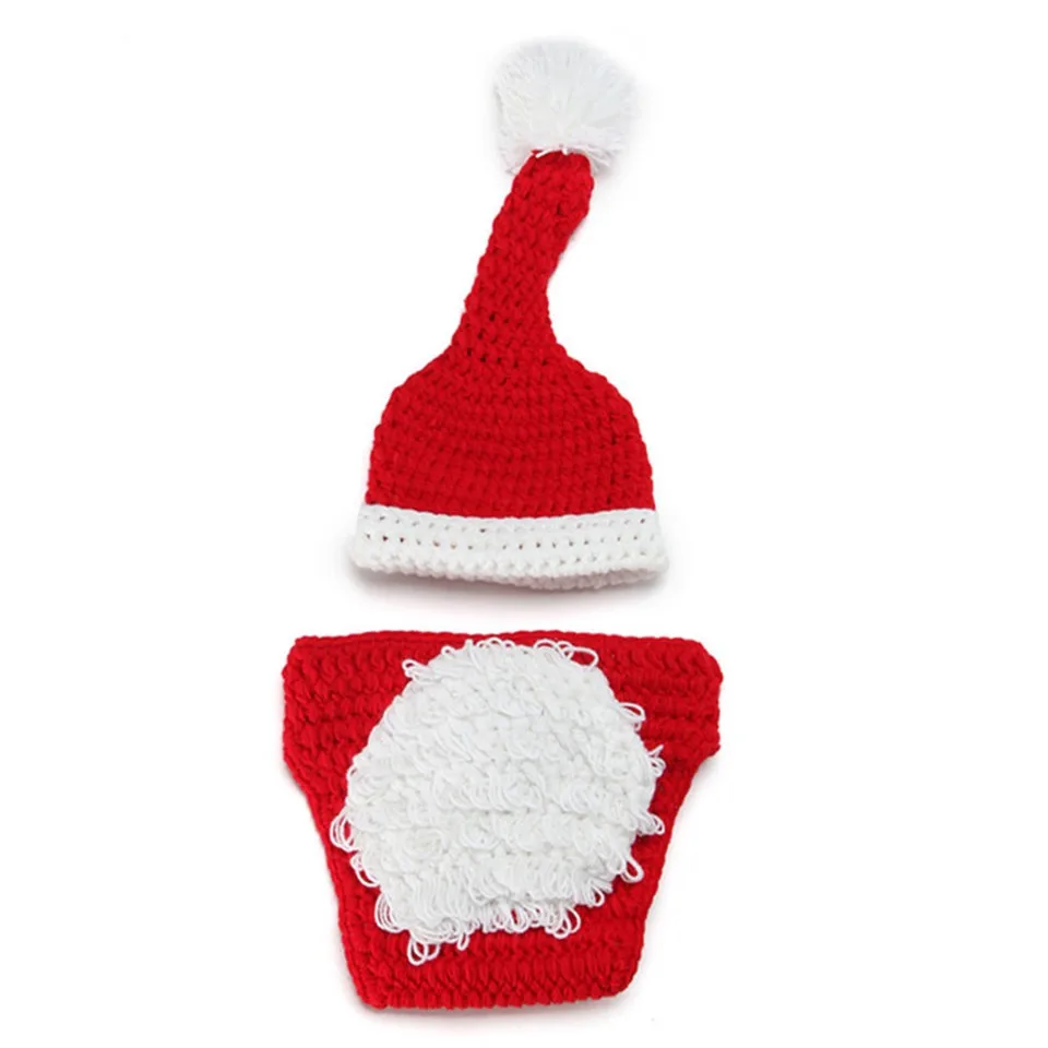 Newborn-Baby-Santa-Claus-Photo-Props-Infant-Baby-Christmas-Hat-Diaper-Set-Crochet-Baby-Hat-Shorts (2)