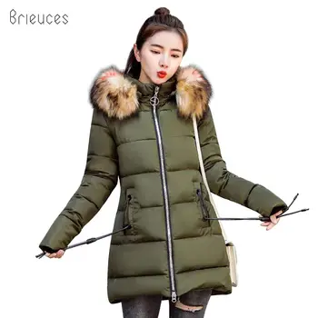 

Brieuces 2018 New Fashion Women Winter Jacket With Fur collar Warm Hooded Female Womens Winter Coat Long Parkas Outwear