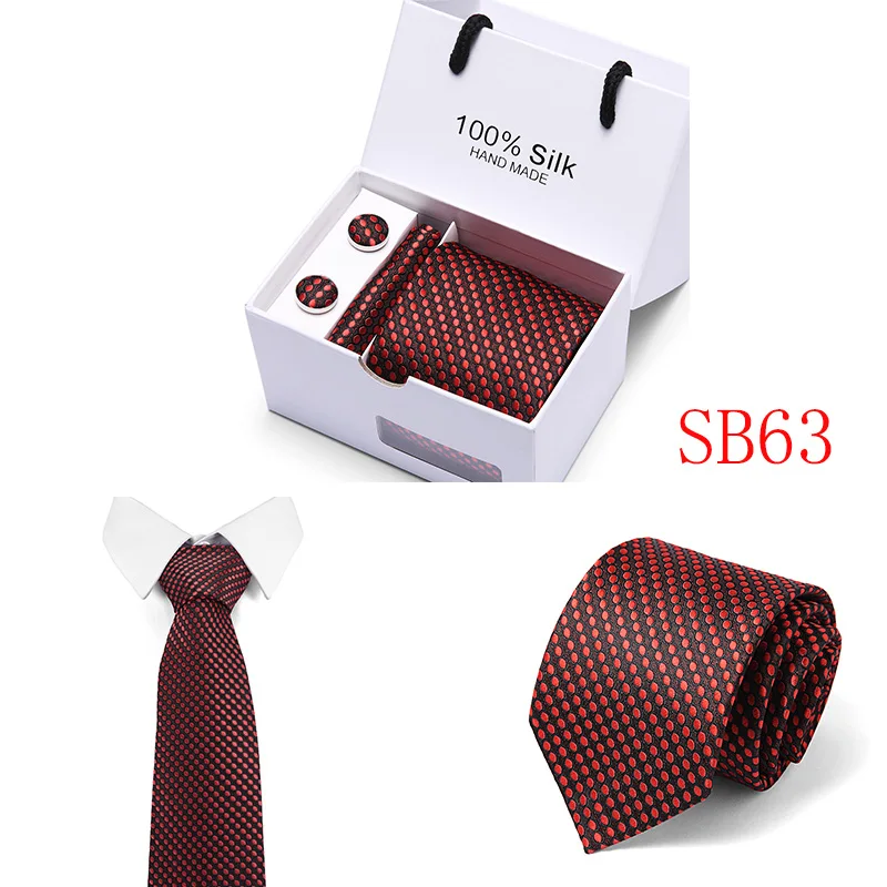 Для мужчин галстук 100% шелк розовый плед печати жаккардовые тканевый галстук + платок + запонки устанавливает для официального Свадебная