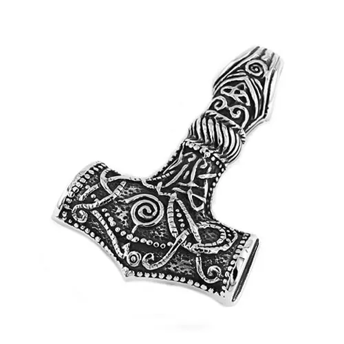 Norse Viking Axe Biker Ciondolo Thor Hammer Ciondolo Gioielli In Acciaio Inossidabile Nodo Celtico Motor Biker Ciondolo Da Uomo All'Ingrosso Swp0408