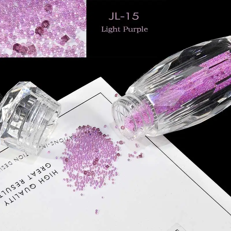 17 цветов Крошечные Хрустальные икры бусины микро цветные стеклянные стразы блеск мини Шарм бисера 3D сделай сам ногти маникюр художественные украшения - Цвет: Light Purple-15