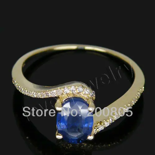 

Vintage Oval 5x7mm 14Kt Yellow Gold Natural Diamond Sapphire Ring SR00119A