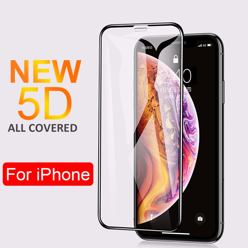 

For iPhone X Glass On The For iPhone 7 8 6 6S Plus Tempered Glass For iPhone X XS Max XR Screen Protector 5D Full Cover Film