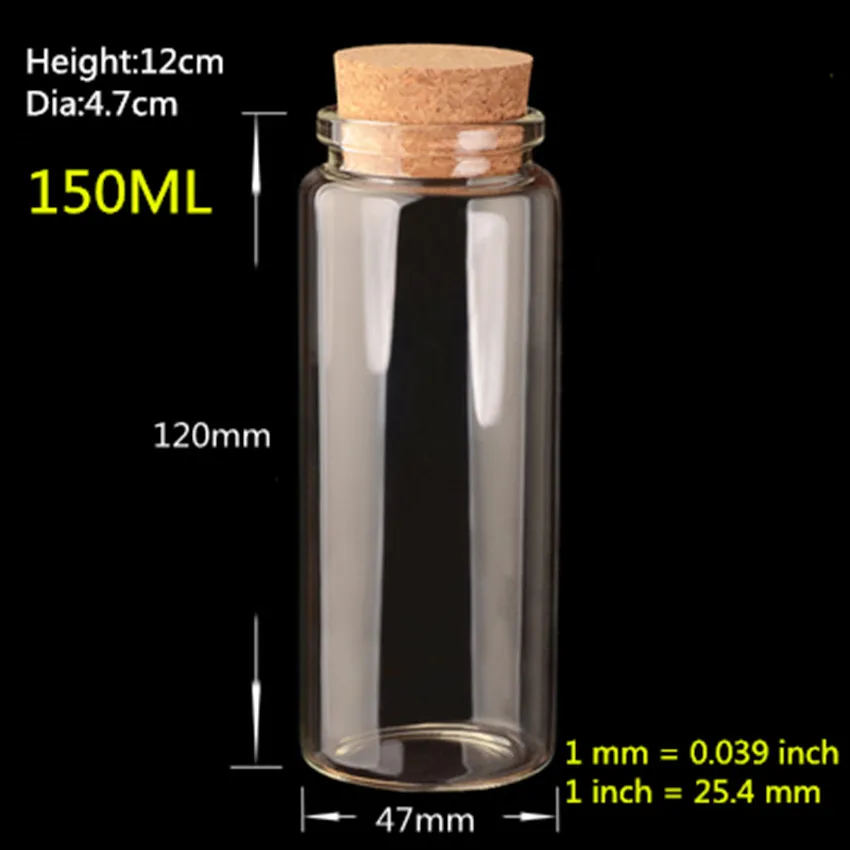 10pcs/Lot Glass Bottle with Cork Stoppers Small Clear Glass Tube Candy Jar Bottle With Cork