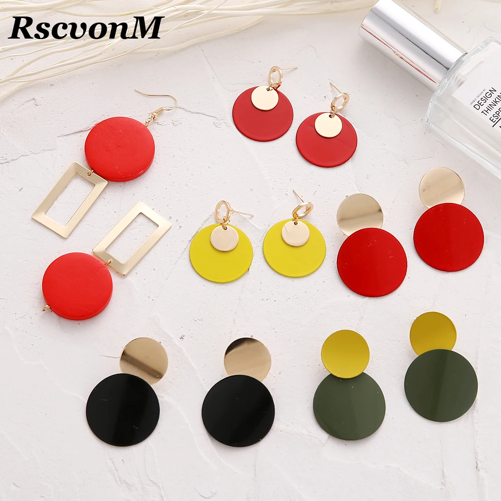 

RscvonM Fashion Stud Earrings For Women Golden Color Round Ball Geometric Earrings For Party Wedding Gift Wholesale Ear Jewelry