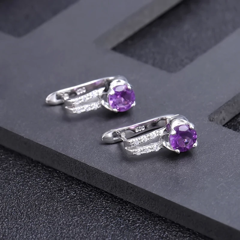 Женский балетный камень 1 63ct натуральный аметистовый драгоченный серьги