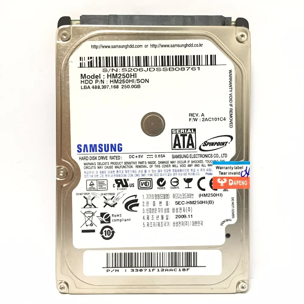 Внутренние жесткие диски Samsung для ноутбука диск 500 Гб 80 160 250 320 1 ТБ 2.5 HDD SATA 5400RPM 8