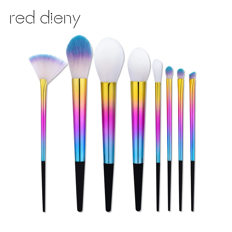 

Brand dazzling Color Cosmetic 8PCS New 2017 Make Up Foundation Eyebrow Eyeliner Blush Cosmetic Concealer Brushes set Soft hair