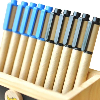 

40pcs/lot Party Favors Recycle Pen Environmental Protection Kraft Paper Gel Pen For Students Office School Supply Wholesale
